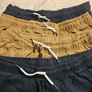 Lot Of 4 Cat & Jack Navy and Khaki Elastic Waist Shorts